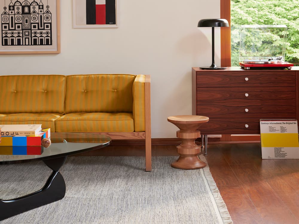Nelson Cube Sofa in Ochre and Sienna Toostripe