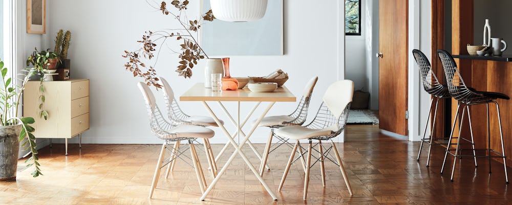 Eames Recycled Molded Plastic Armchair and Eames Table